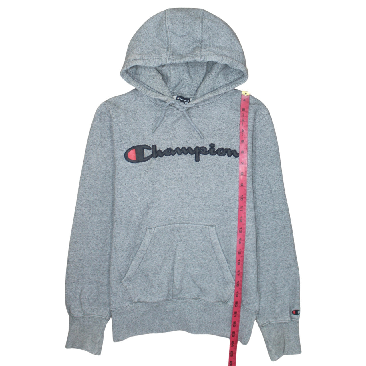 Champion Men’s Grey Pullover Hoodie Small Logo Fleece Sweatshirt