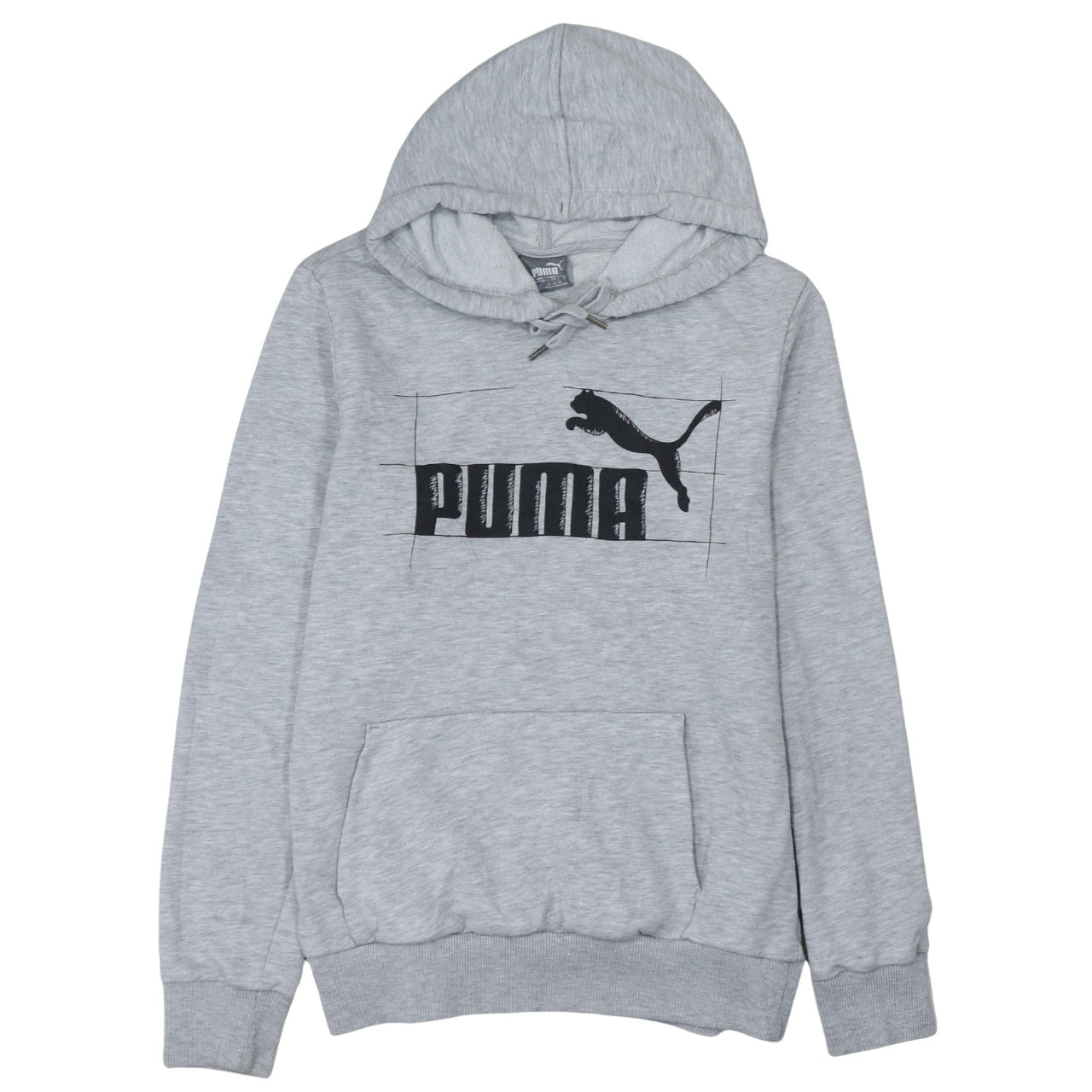Puma Womens Grey Hoodie Large Pullover Logo Cotton Blend Casual