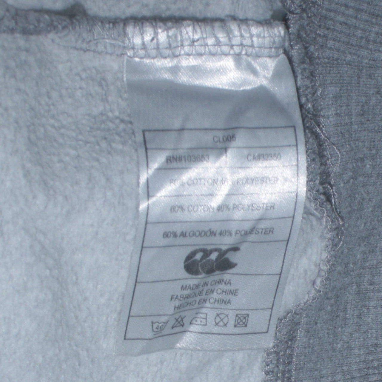 Canterbury Men's Grey Pullover Hoodie Size L Logo Fleece Sweatshirt