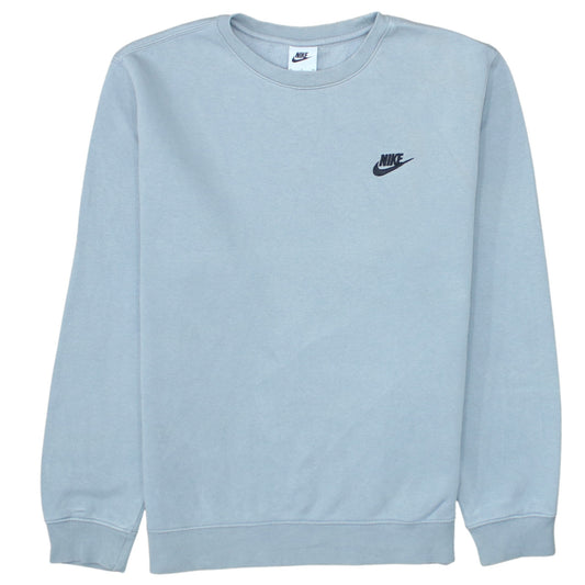 Nike Men's Blue Crew Neck Pullover Sweatshirt S Logo Cotton Blend