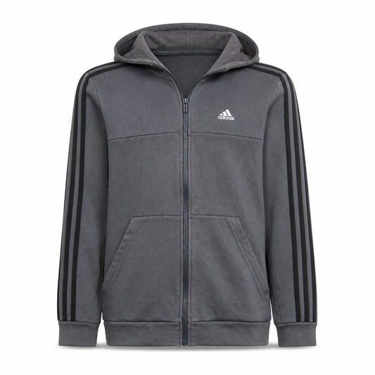 Adidas Boys Grey Full Zip Hoodie Size 10-11 Years Fleece Lined Sportswear