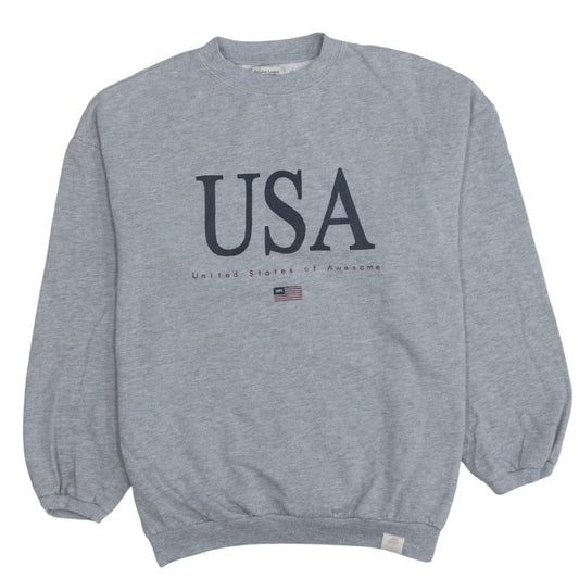 Pull&Bear Women's Grey USA Graphic Pullover Sweatshirt Size Small