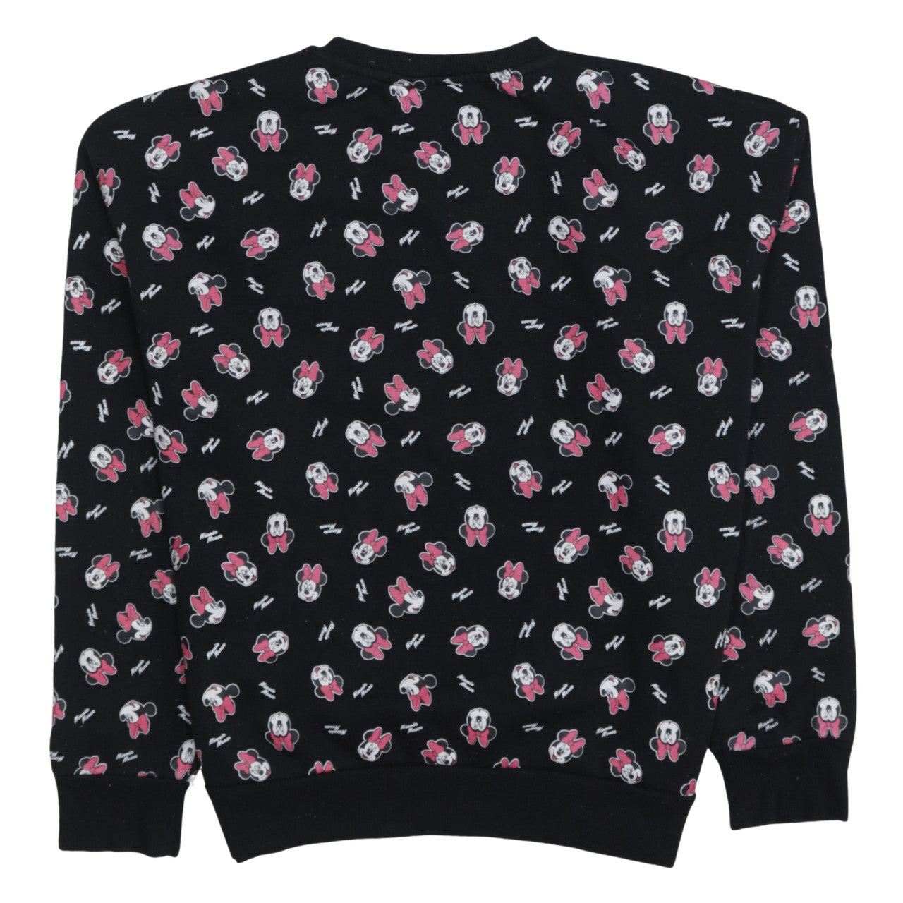 Disney Minnie Mouse Women's Black Crew Neck Pullover Sweatshirt M 12/14