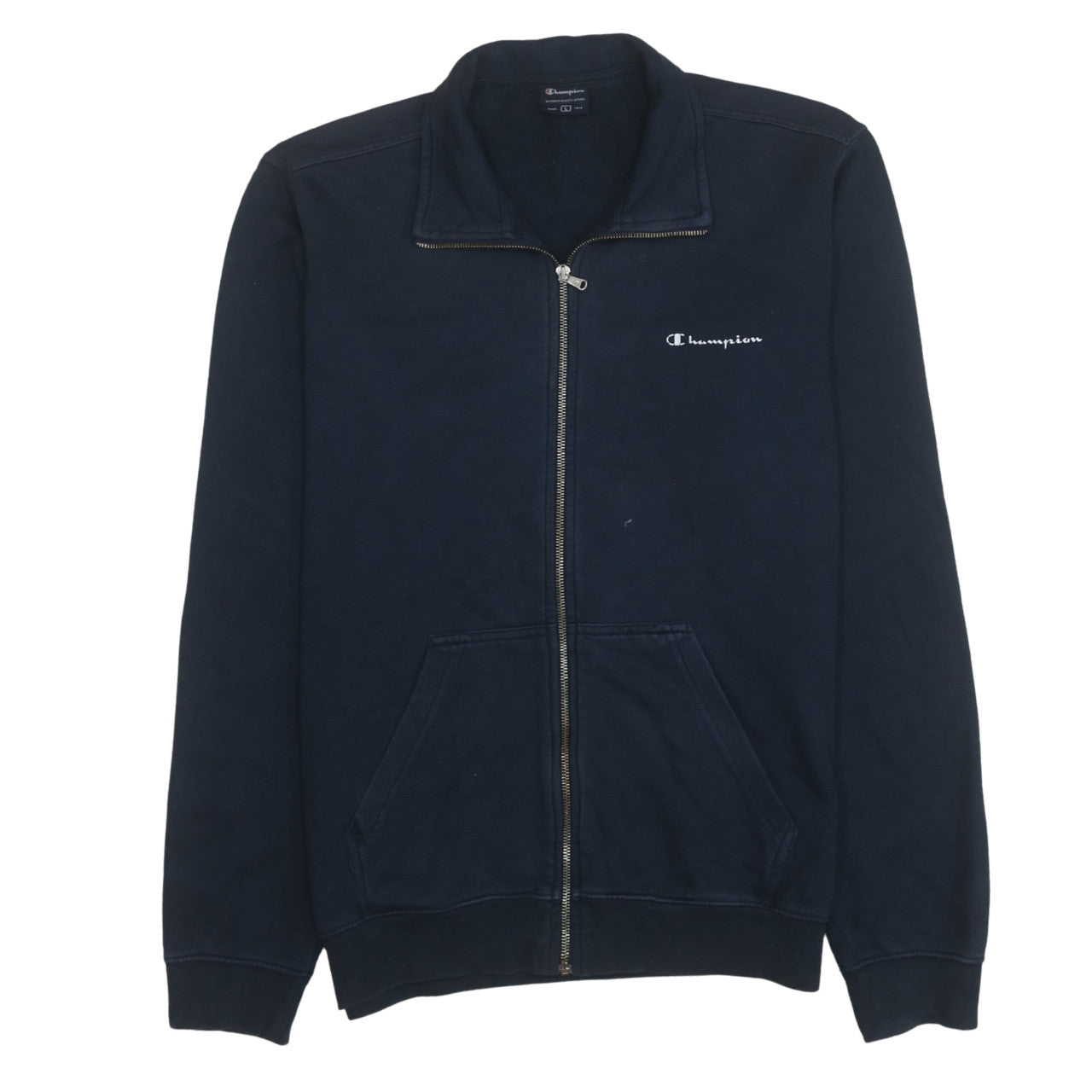 Champion Men's Blue Full Zip Collared Sweatshirt Size L