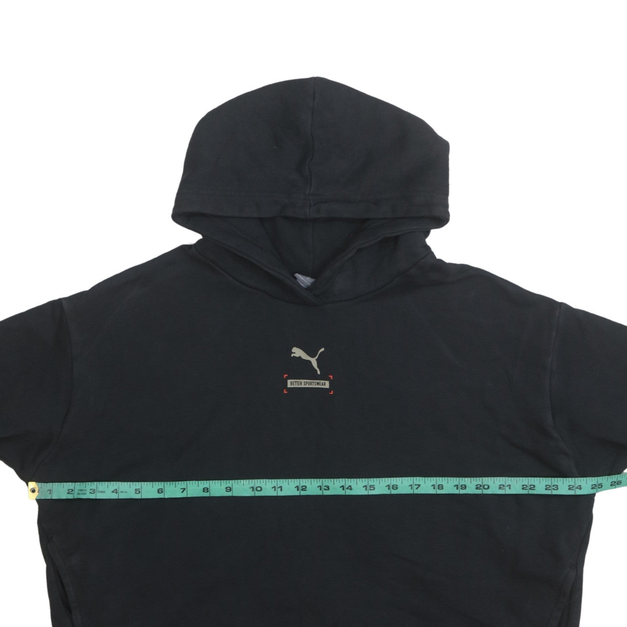 Puma Womens Black Cropped Hoodie L Long Sleeve Pullover Casual Sportswear