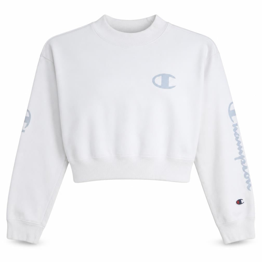 Champion Womens White XS Pullover Sweatshirt with Logo Print
