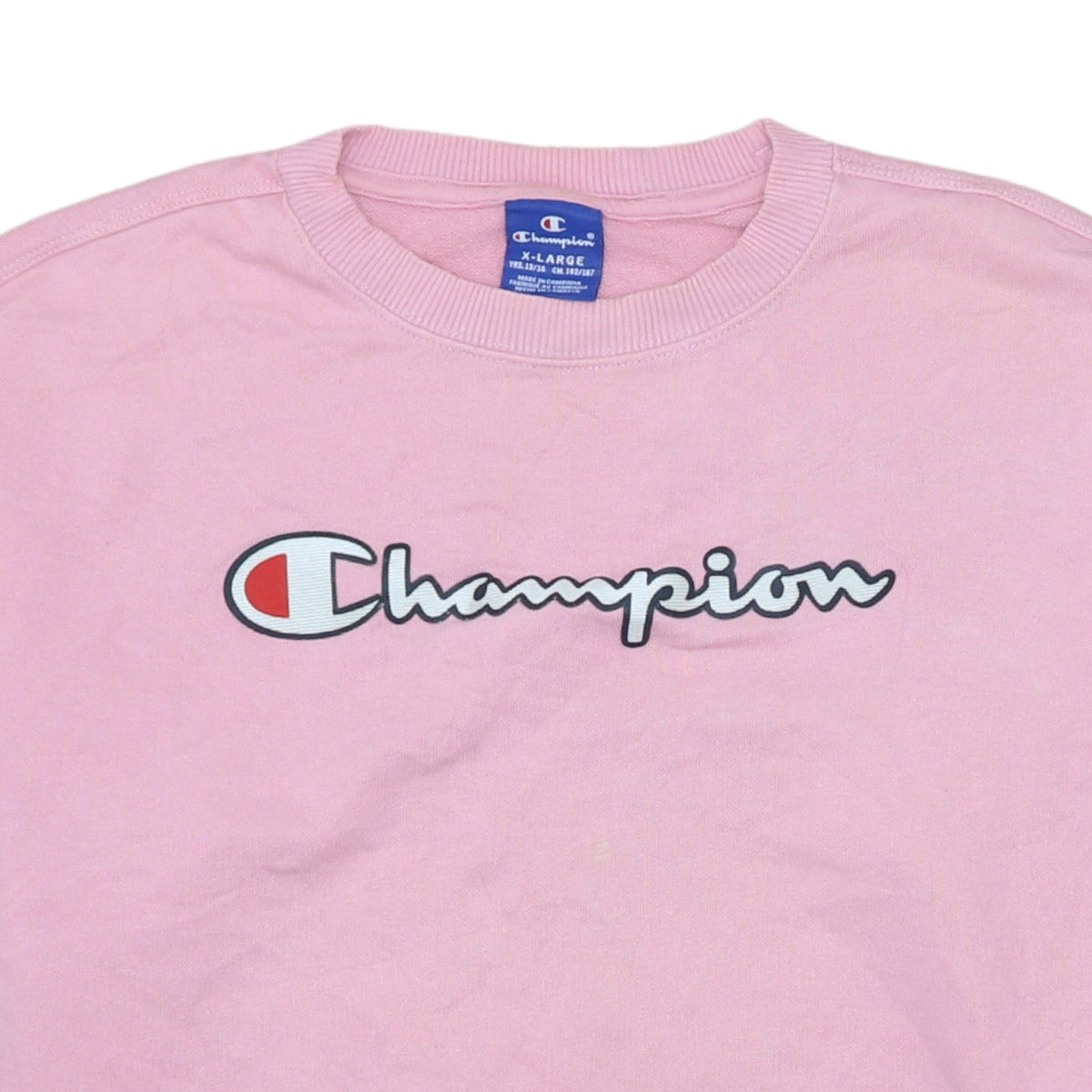 Champion Girls Pink Pullover Crew Neck Logo Sweatshirt 13-14 Years