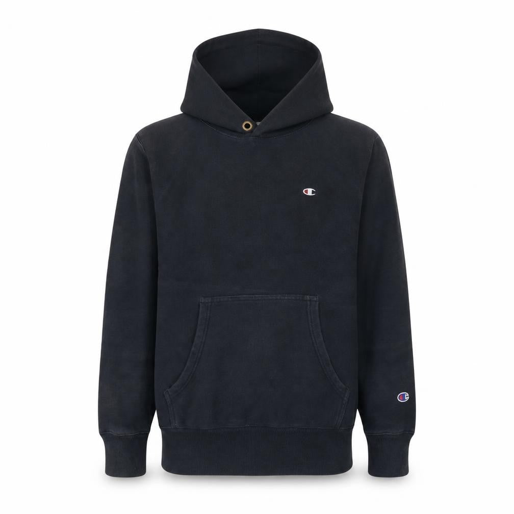 Champion Mens Black Reverse Weave Pullover Hoodie Large Cotton