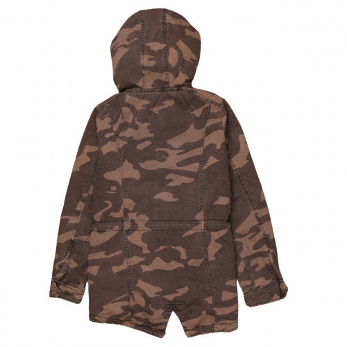 Papaya Women’s Brown Camo Hooded Parka Jacket Size 12