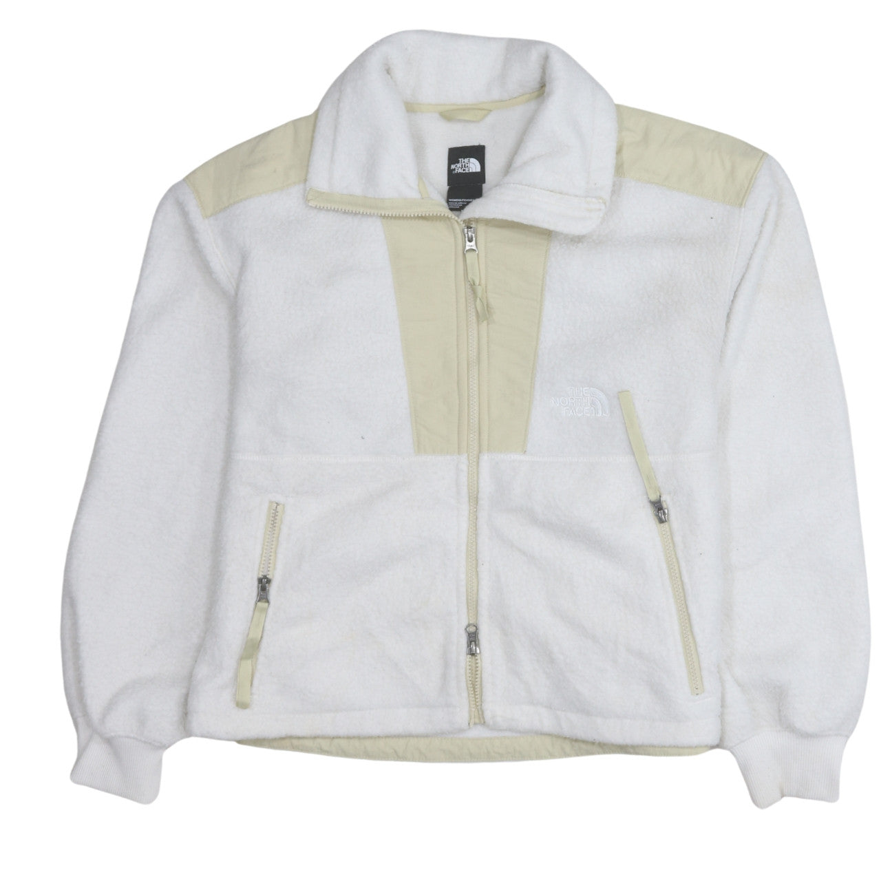 The North Face Women White Full Zip Fleece Jacket M Lined Pockets