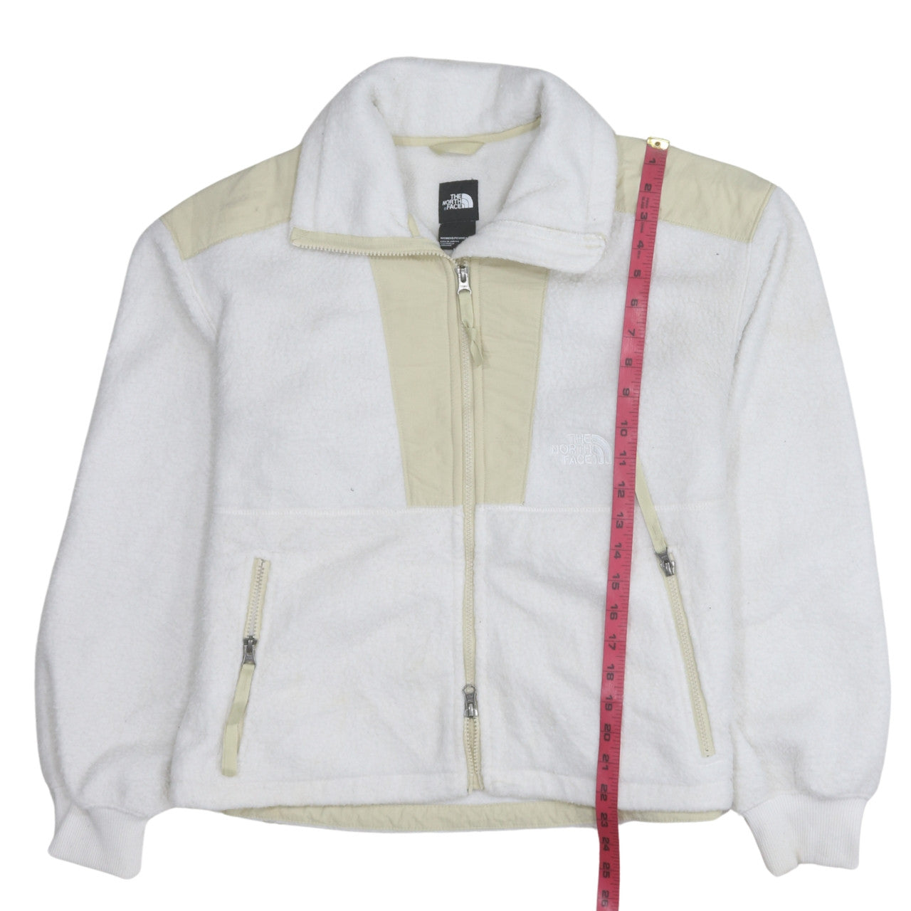 The North Face Women White Full Zip Fleece Jacket M Lined Pockets