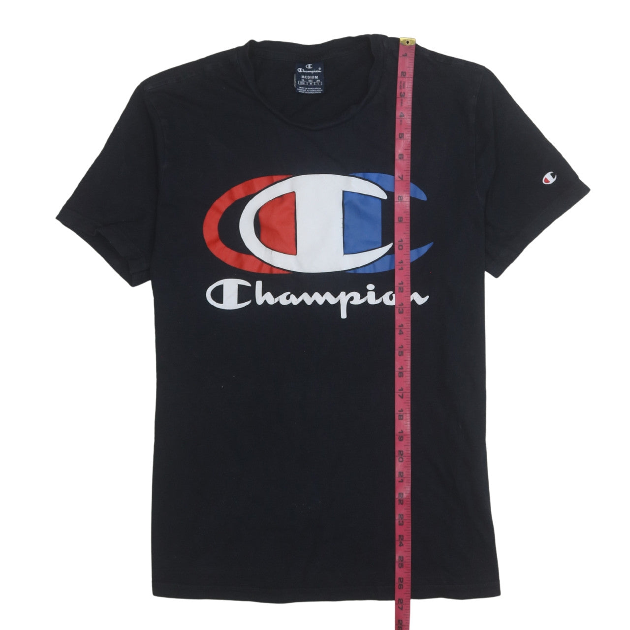 Champion Men's Black Medium Graphic Logo Cotton T-Shirt