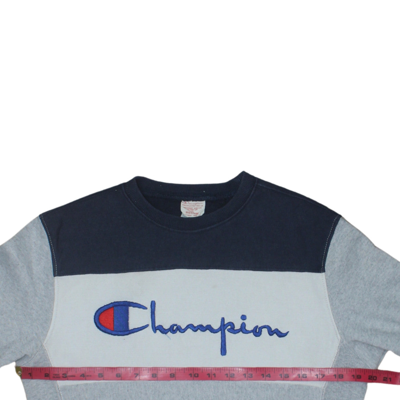Champion Men's Grey Reverse Weave Sweatshirt Medium Embroidered Logo