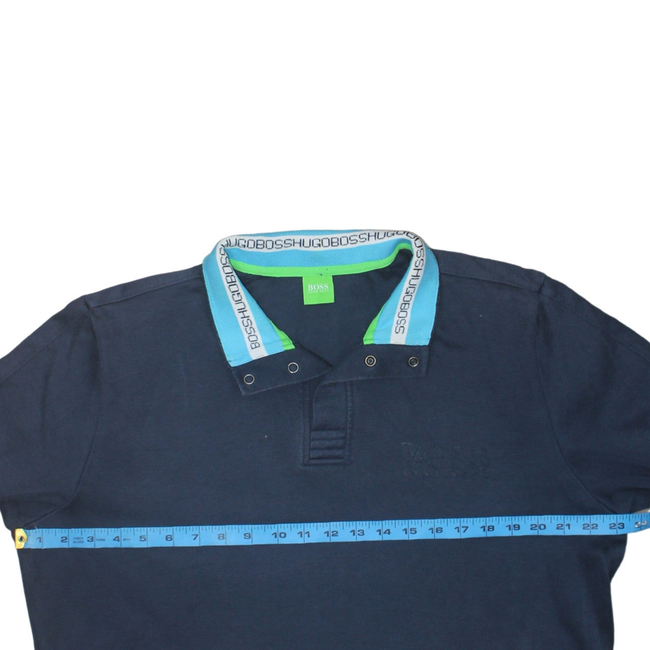 Hugo Boss Men's Blue Long Sleeve Polo Shirt XL Cotton Logo Collar