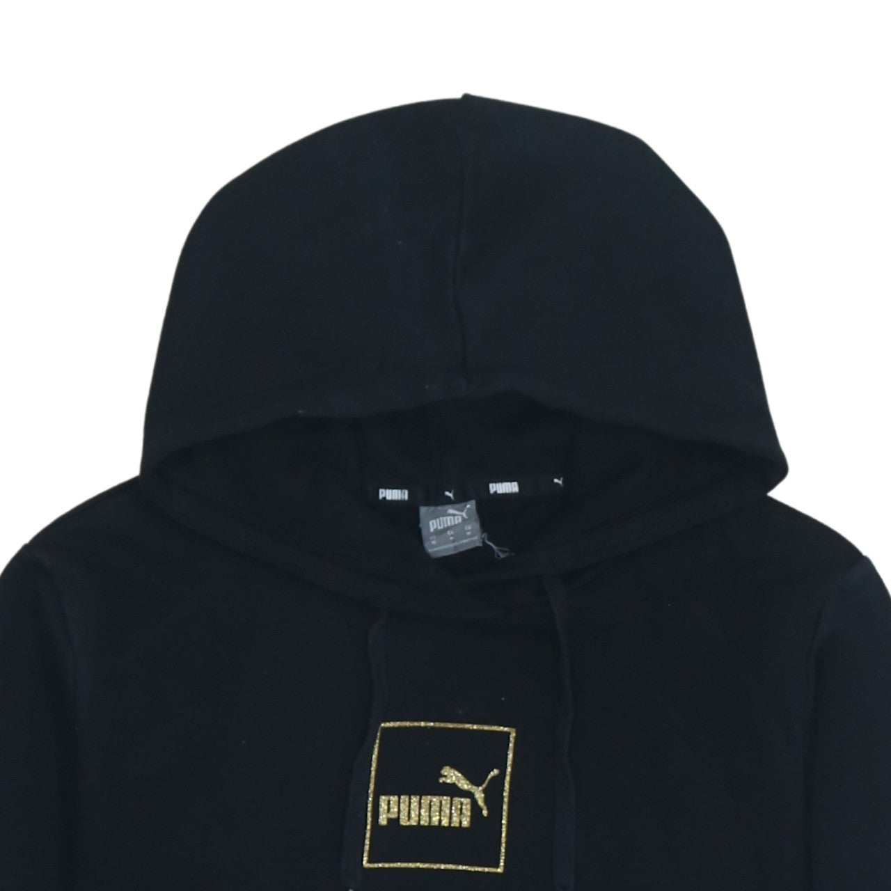 Puma Women's Black Medium Pullover Hoodie Gold Logo