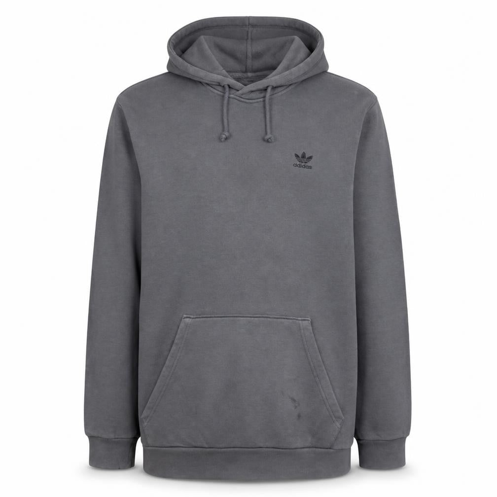 Adidas Men's Grey L Hoodie Track Jacket with Logo & Pocket