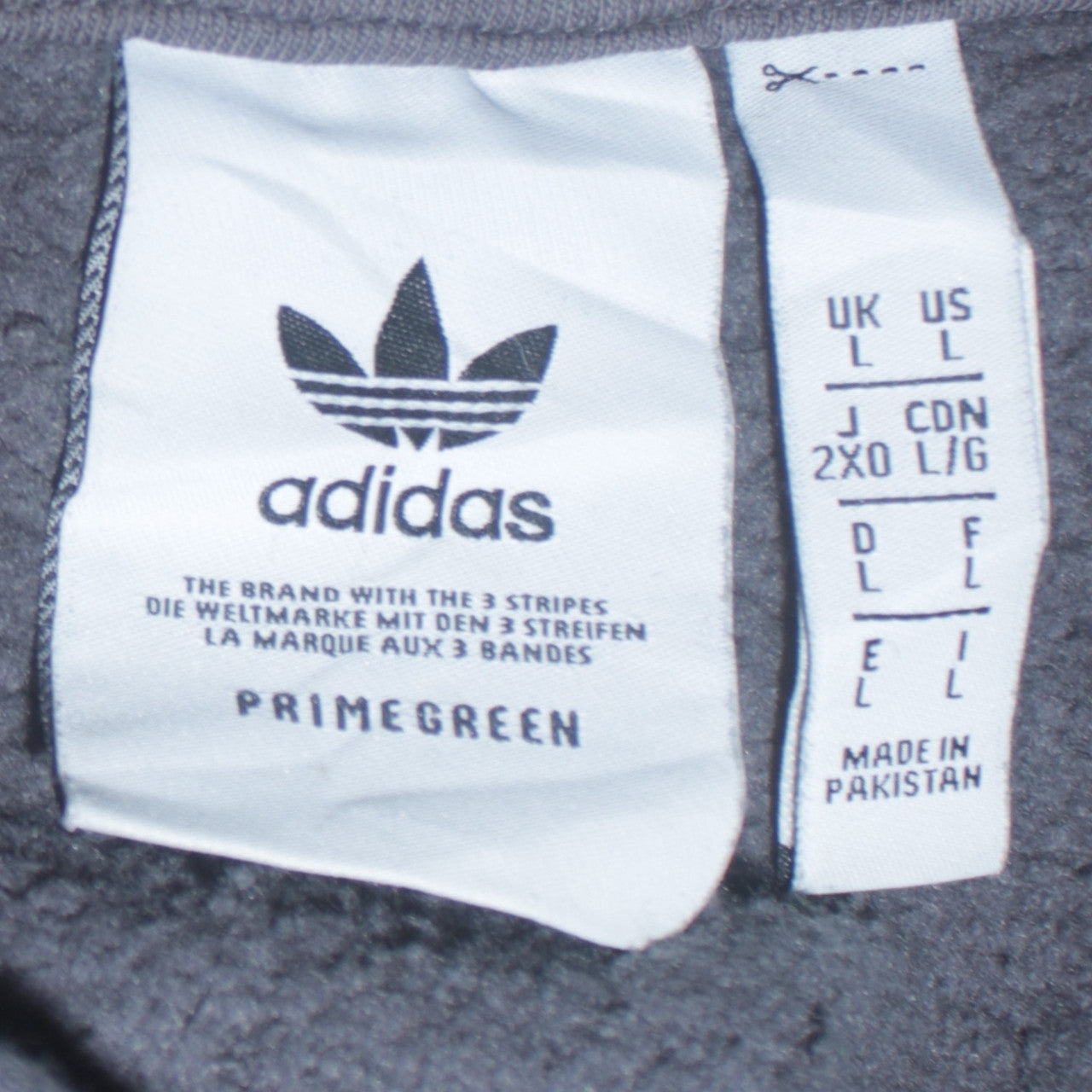 Adidas Men's Grey L Hoodie Track Jacket with Logo & Pocket