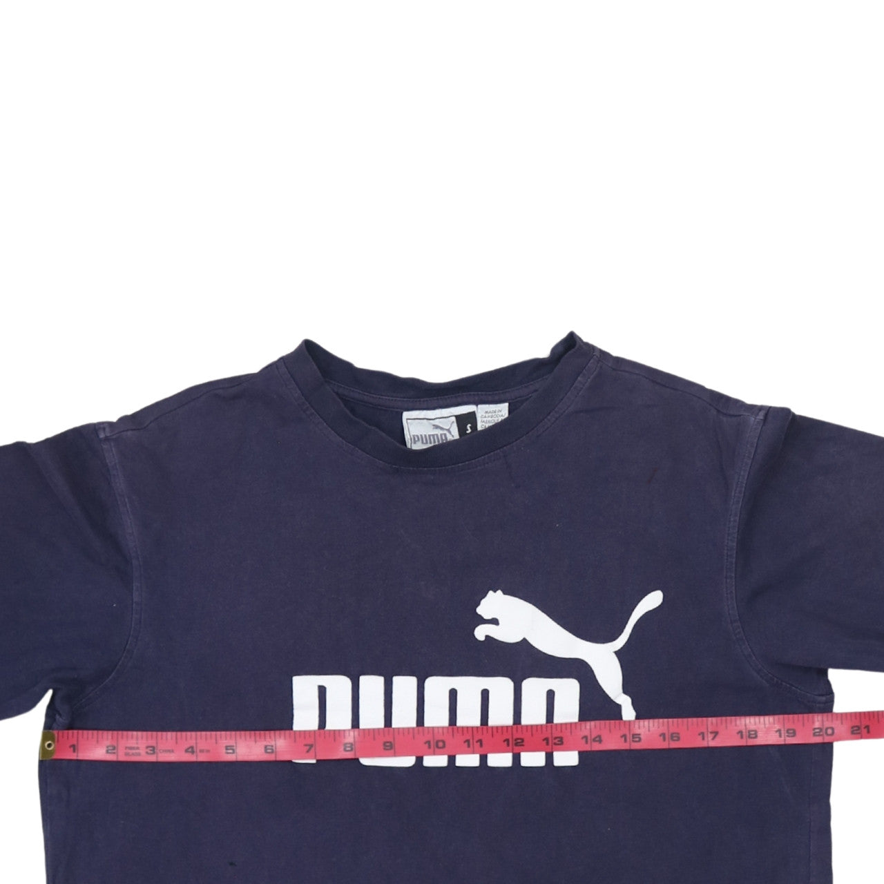 Puma Men's Blue Small Sports Logo Cotton Crew Neck T-Shirt