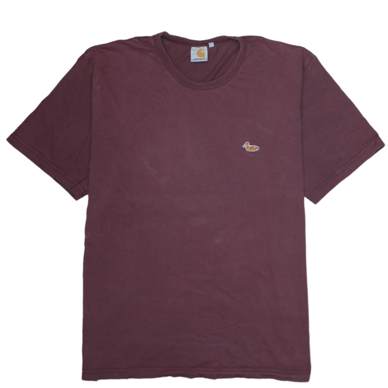 Carhartt Men’s Burgundy Duck Logo T-Shirt XXL Cotton Crew Neck