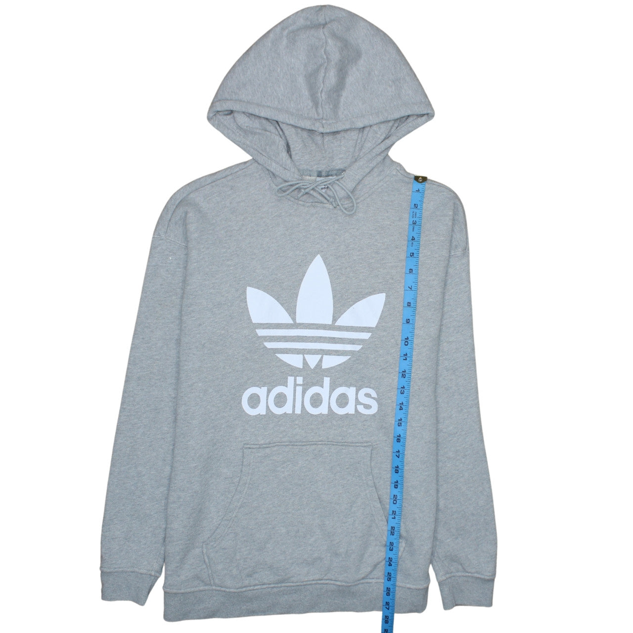 Adidas Women Grey Pullover Hoodie UK 12 Logo Print Lined Sweatshirt