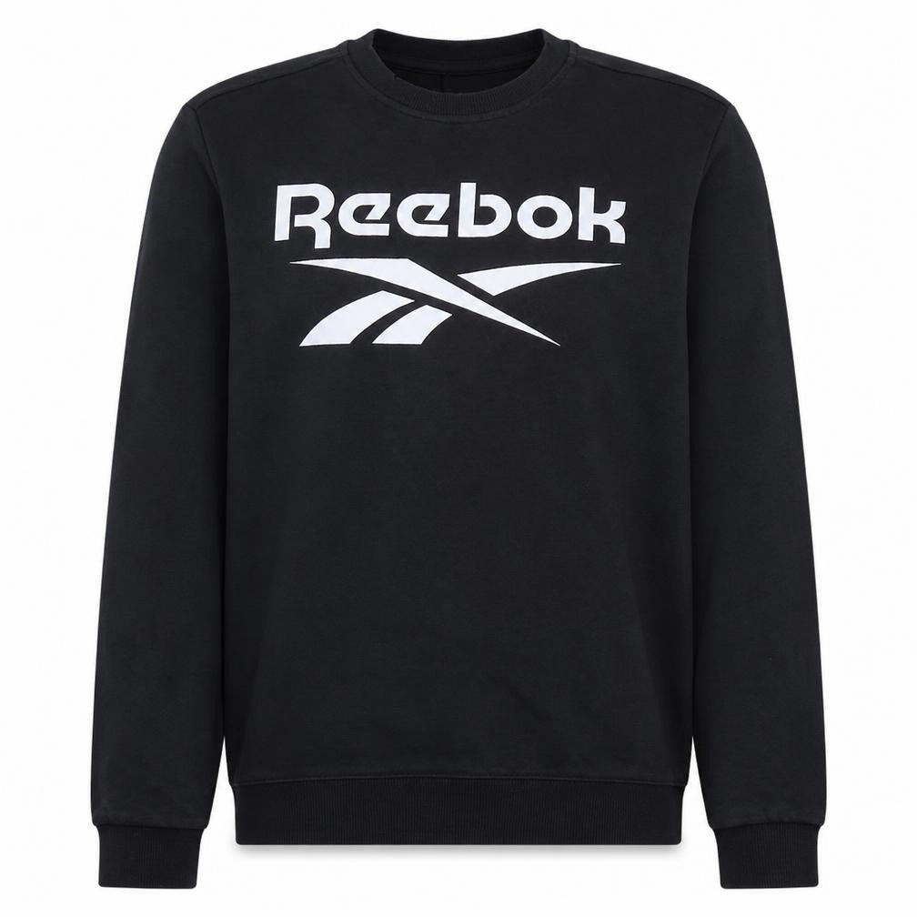 Reebok Men Black M Pullover Sweatshirt Crew Neck Logo Fleece