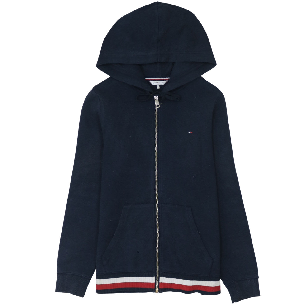 Tommy Hilfiger Womens Navy Full Zip Hoodie L Hooded Sweatshirt