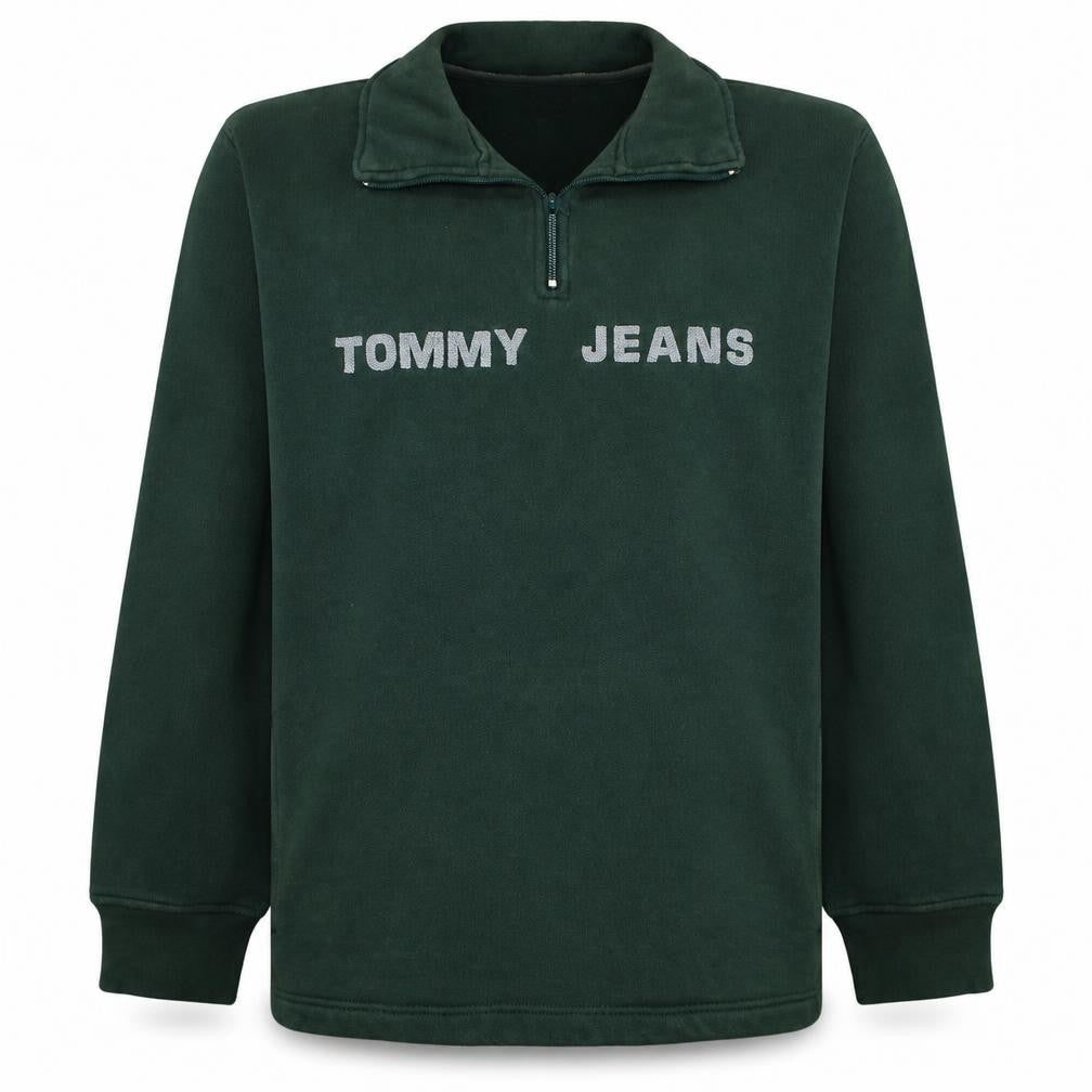 Tommy Jeans Women's Green 1/4 Zip Pullover Sweatshirt Size S