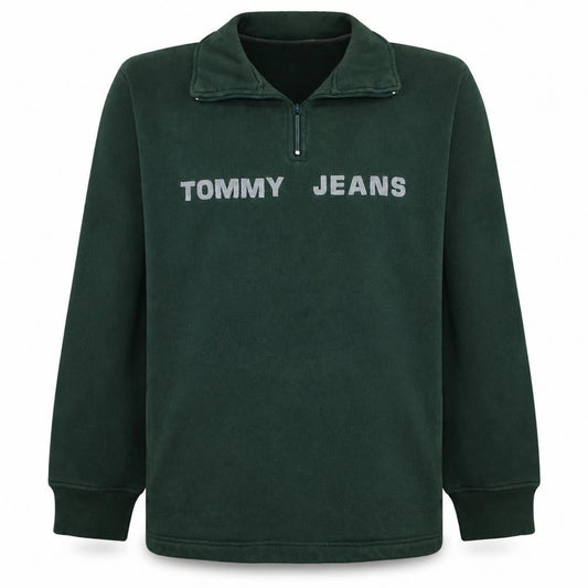 Tommy Jeans Women's Green 1/4 Zip Pullover Sweatshirt Size S