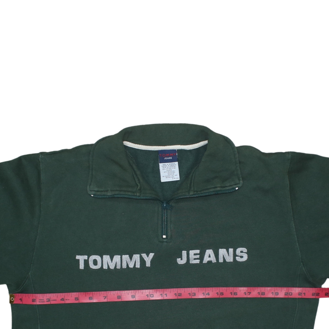 Tommy Jeans Women's Green 1/4 Zip Pullover Sweatshirt Size S