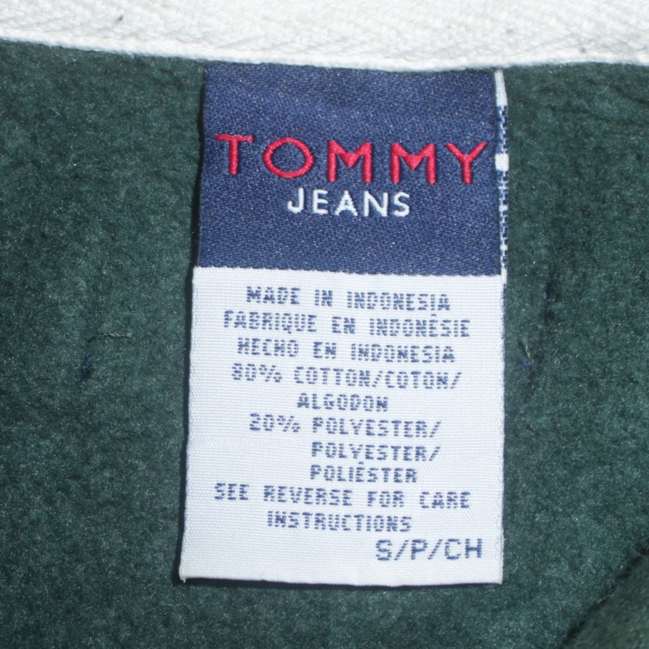 Tommy Jeans Women's Green 1/4 Zip Pullover Sweatshirt Size S