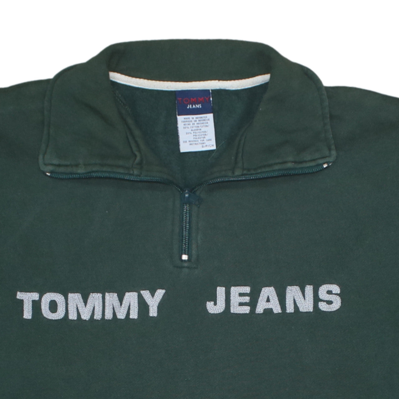 Tommy Jeans Women's Green 1/4 Zip Pullover Sweatshirt Size S