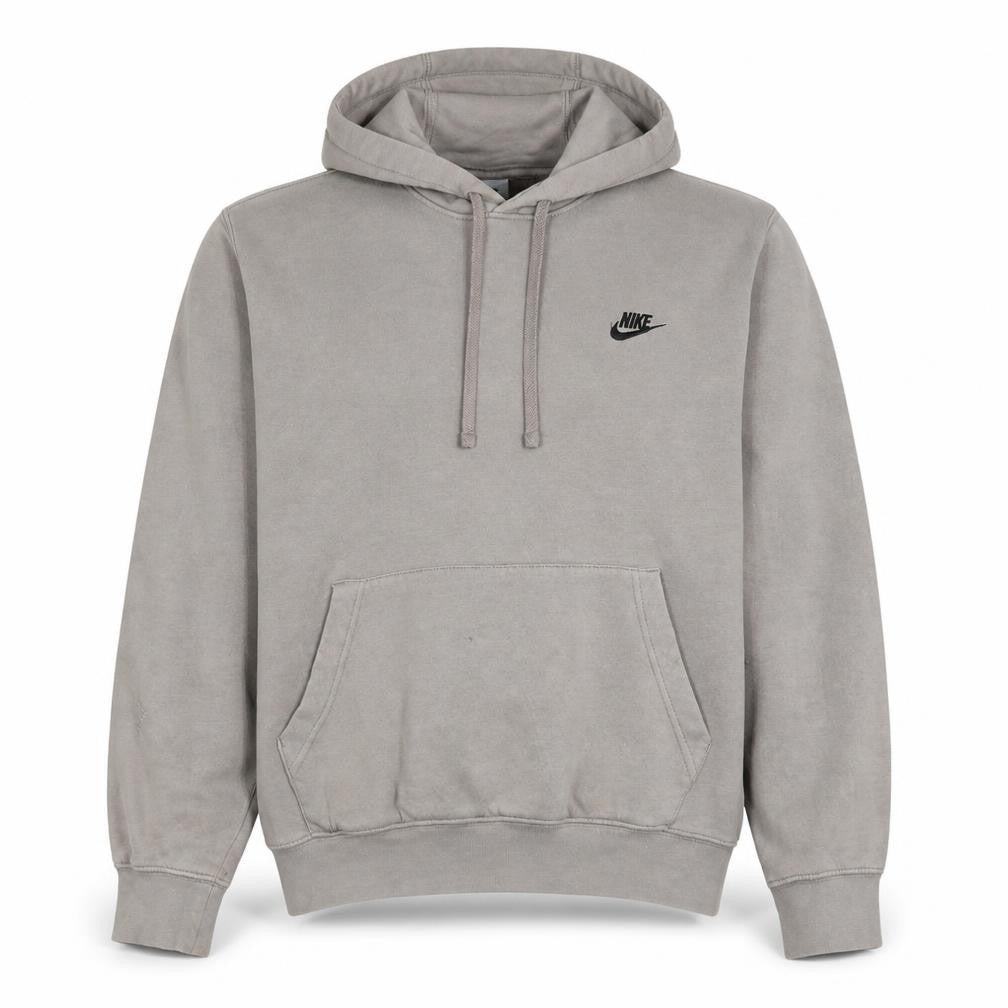Nike Men Beige Pullover Hoodie L Fleece Logo Sportswear