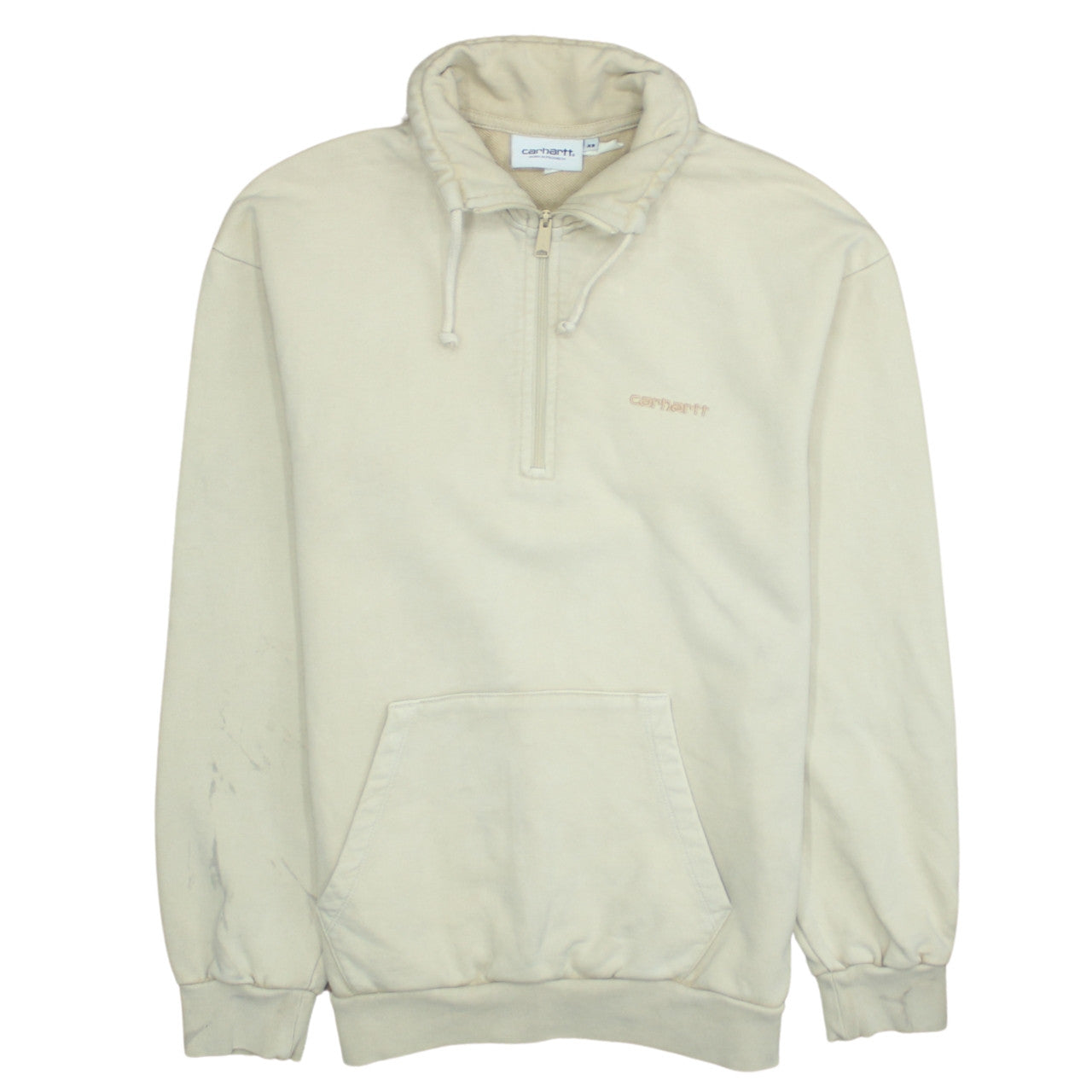 Carhartt Men’s Beige XS High Neck 1/2 Zip Cotton Sweatshirt