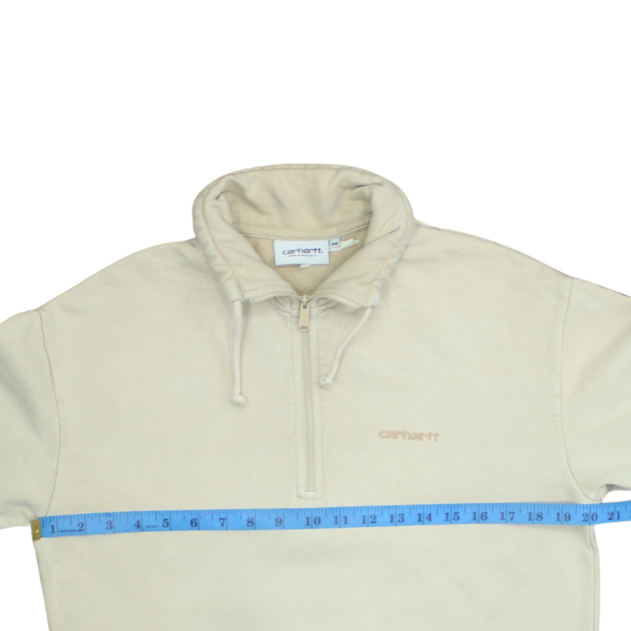 Carhartt Men’s Beige XS High Neck 1/2 Zip Cotton Sweatshirt
