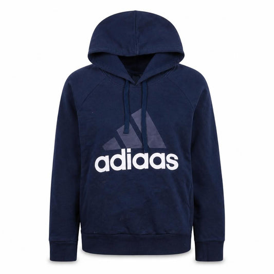 Adidas Womens Navy Blue Pullover Hoodie S Logo Print Sportswear