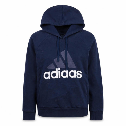 Adidas Womens Navy Blue Pullover Hoodie S Logo Print Sportswear
