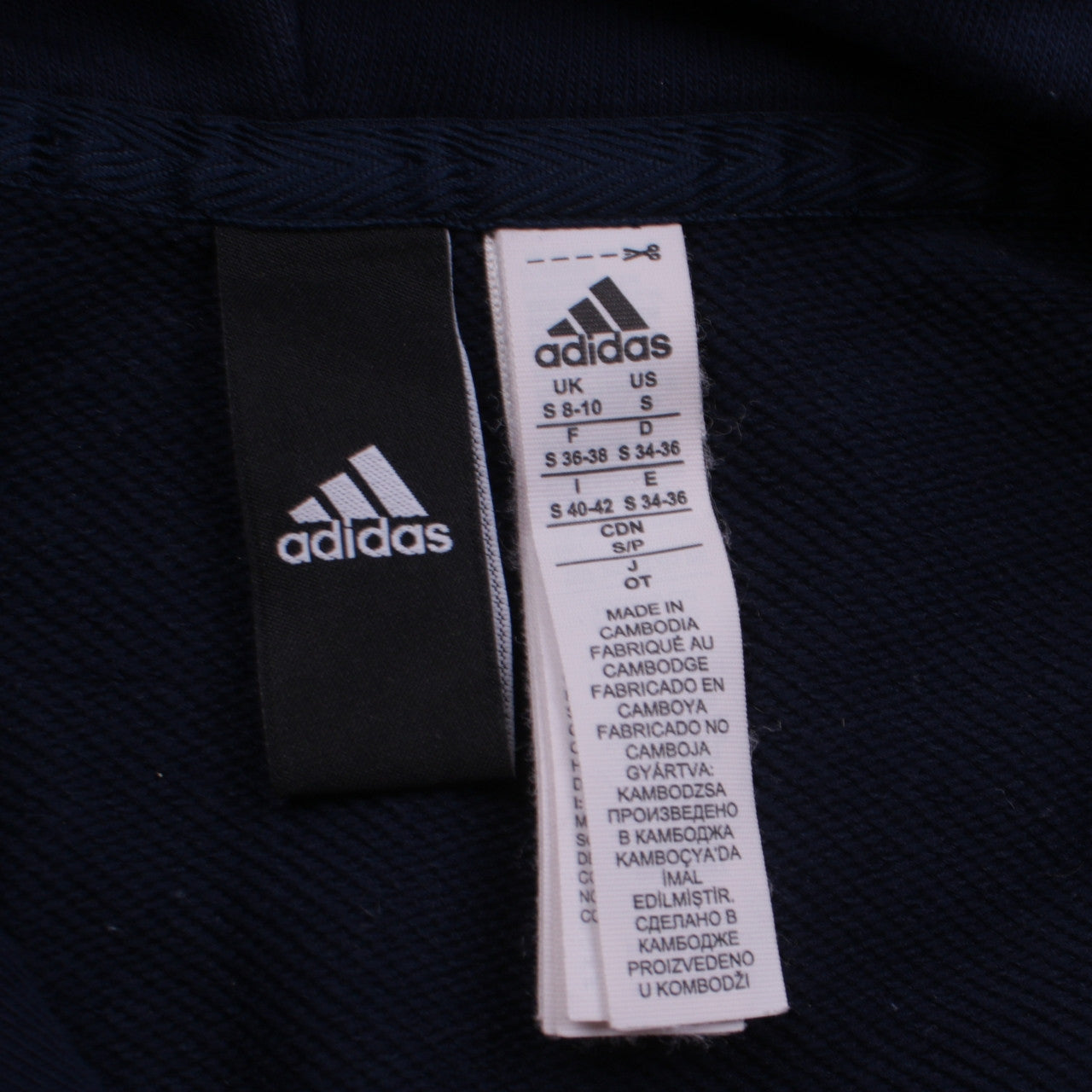 Adidas Womens Navy Blue Pullover Hoodie S Logo Print Sportswear