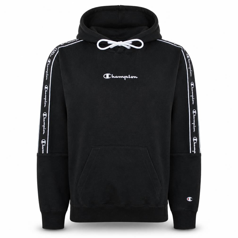 Champion Men's Black Small Pullover Hoodie with Logo Trim