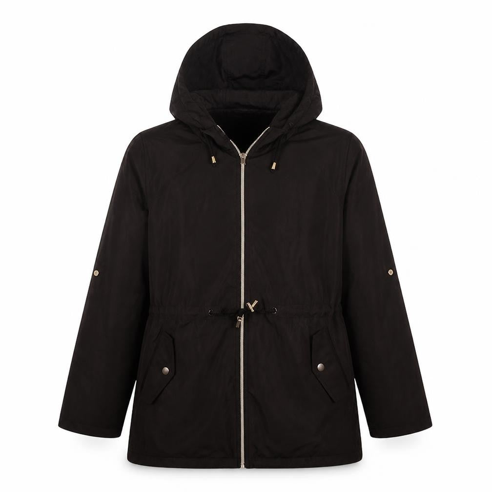 Parka In A Pocket Men’s Black Hooded Lightweight Water Resistant Parka Jacket Small