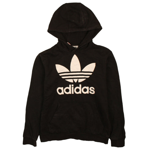 Adidas Boys Black Pullover Hoodie 13-14 Years Logo Graphic Sweatshirt