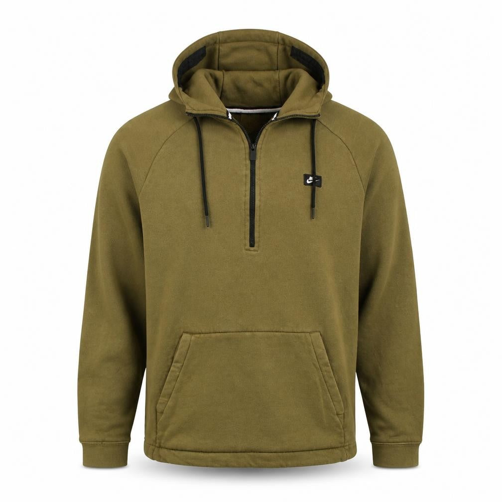 Nike Men’s Green 1/2 Zip Hoodie L Regular Fleece Pullover