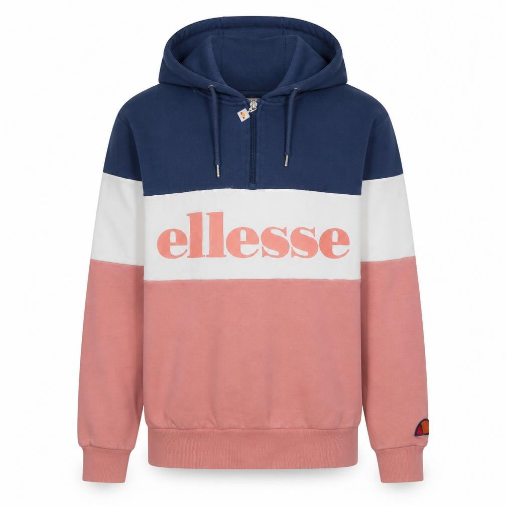 Ellesse Men's Blue White Pink 1/4 Zip Hoodie Size S Retro Style