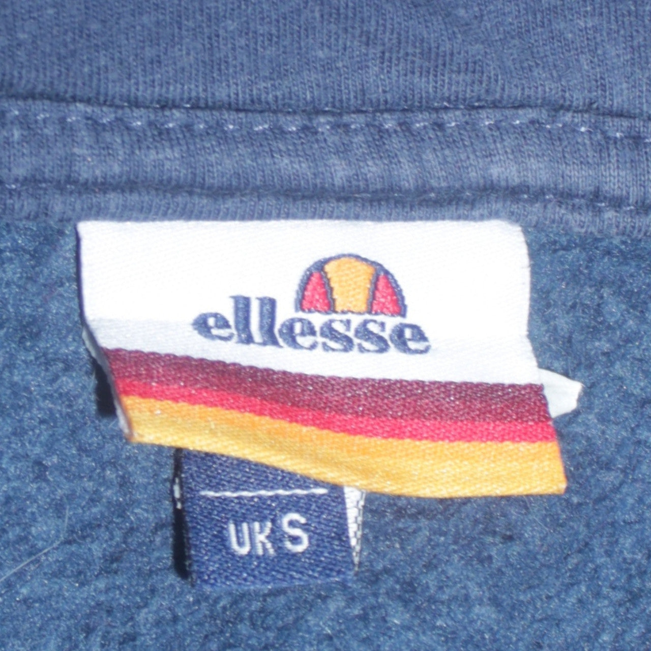 Ellesse Men's Blue White Pink 1/4 Zip Hoodie Size S Retro Style