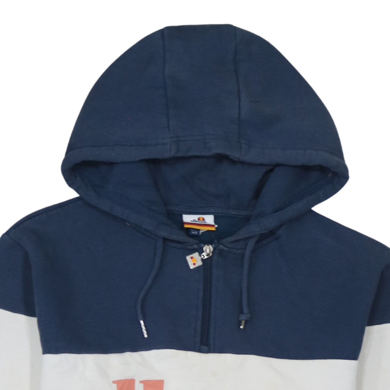 Ellesse Men's Blue White Pink 1/4 Zip Hoodie Size S Retro Style