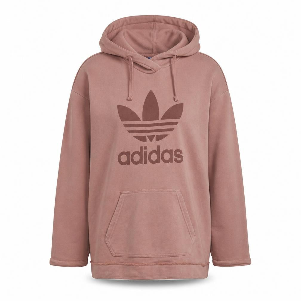 Adidas Womens Pink Hooded Pullover Hoodie Size 10 Cotton Logo Print