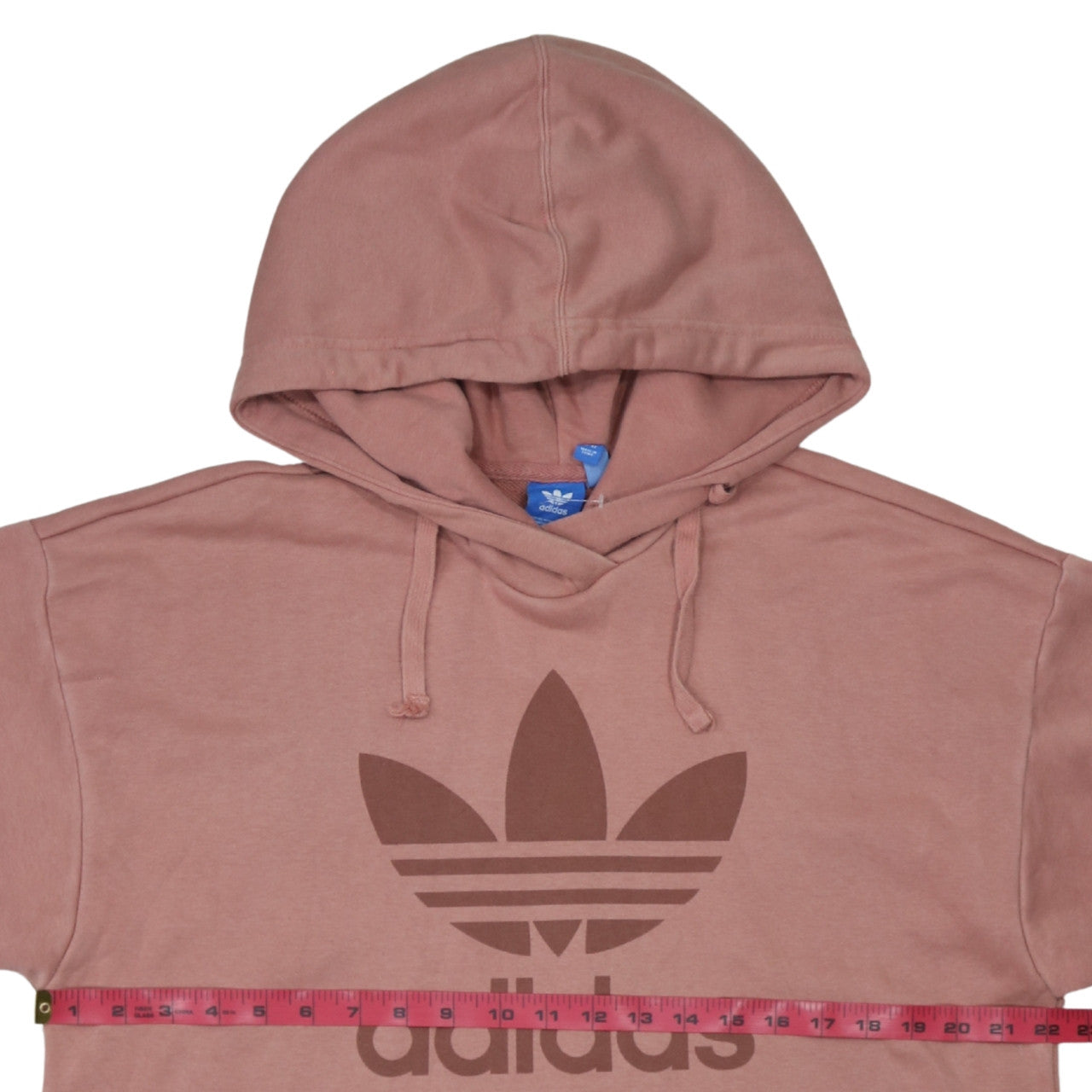 Adidas Womens Pink Hooded Pullover Hoodie Size 10 Cotton Logo Print