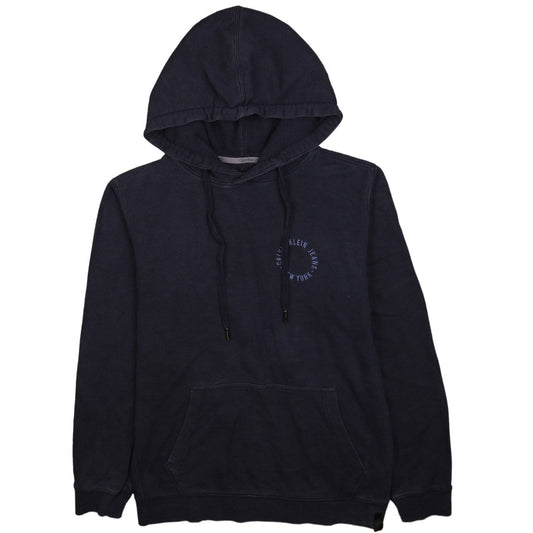 Calvin Klein Jeans Mens Blue Pullover Hoodie Size S Logo Fleece