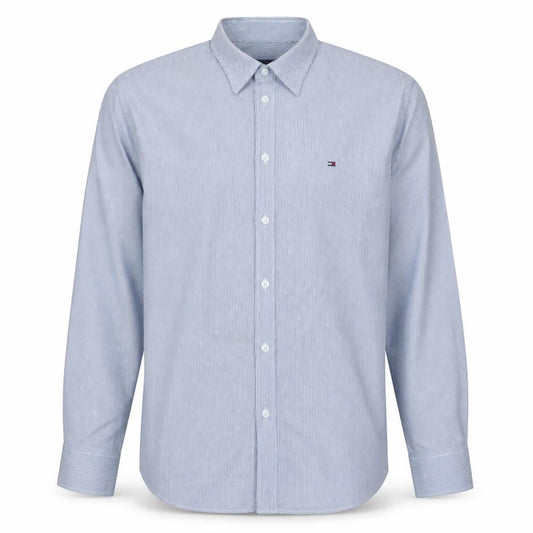 Tommy Hilfiger Men's Blue Striped Slim Fit Cotton Button-Up Shirt XL