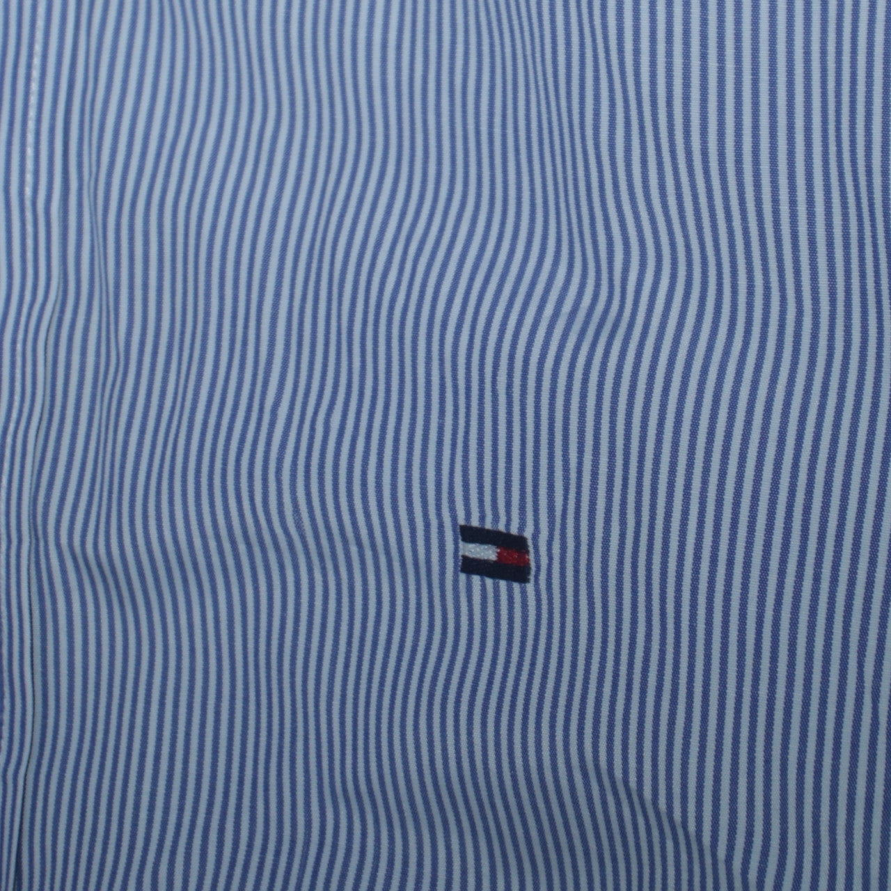 Tommy Hilfiger Men's Blue Striped Slim Fit Cotton Button-Up Shirt XL