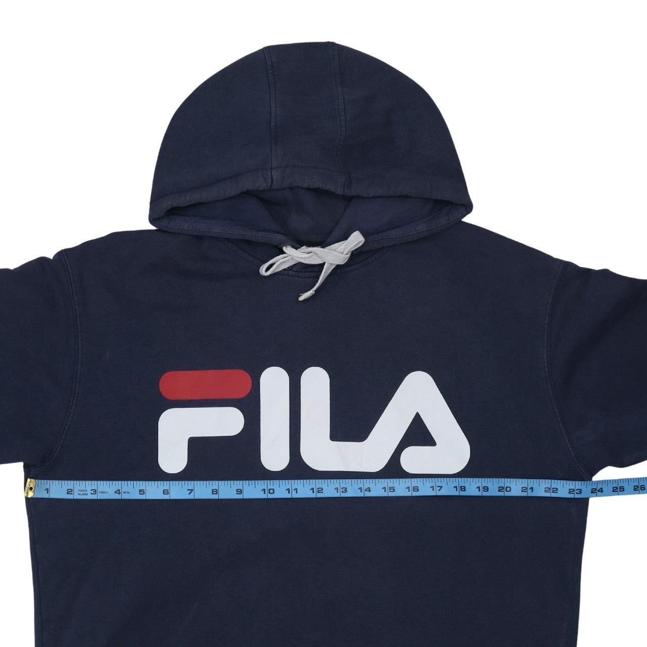 Fila Men Blue Pullover Hoodie L Sports Logo Graphic Sweatshirt